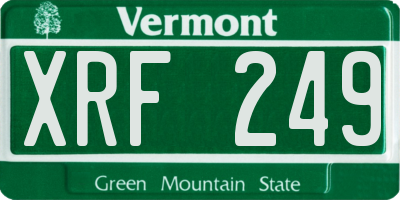 VT license plate XRF249