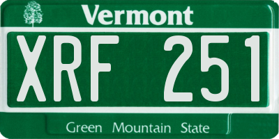 VT license plate XRF251