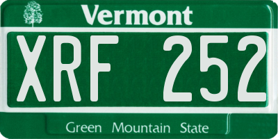 VT license plate XRF252