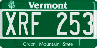 VT license plate XRF253