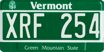VT license plate XRF254