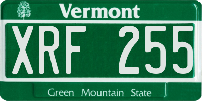VT license plate XRF255