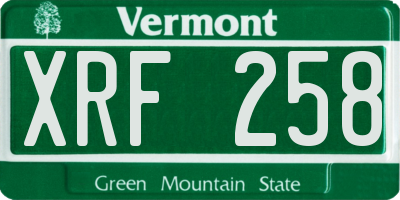 VT license plate XRF258