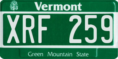 VT license plate XRF259