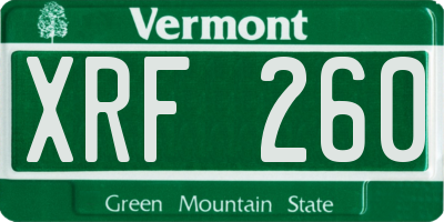 VT license plate XRF260