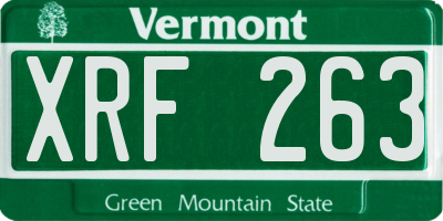 VT license plate XRF263