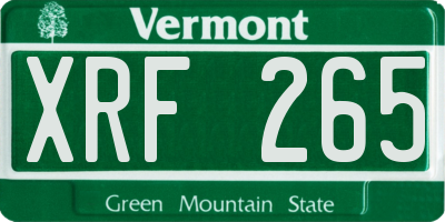 VT license plate XRF265