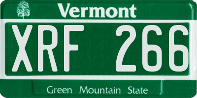 VT license plate XRF266