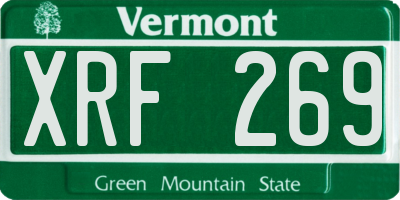 VT license plate XRF269