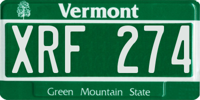 VT license plate XRF274
