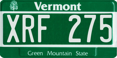 VT license plate XRF275