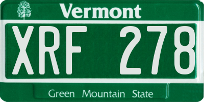 VT license plate XRF278