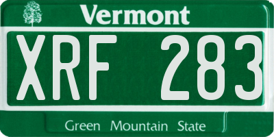 VT license plate XRF283