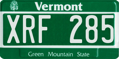 VT license plate XRF285