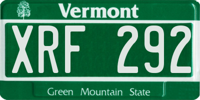VT license plate XRF292
