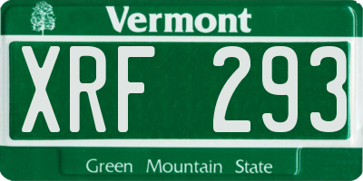 VT license plate XRF293