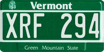 VT license plate XRF294