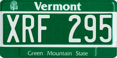 VT license plate XRF295