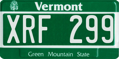 VT license plate XRF299