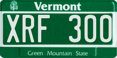 VT license plate XRF300