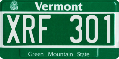 VT license plate XRF301