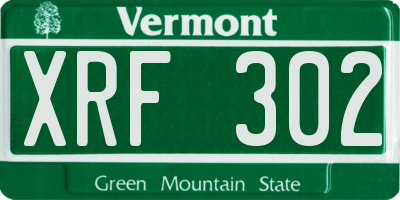 VT license plate XRF302