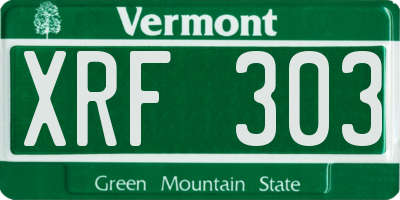 VT license plate XRF303