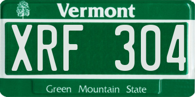 VT license plate XRF304