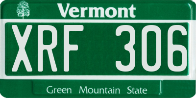 VT license plate XRF306