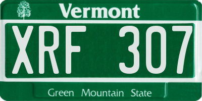 VT license plate XRF307