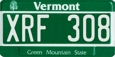 VT license plate XRF308