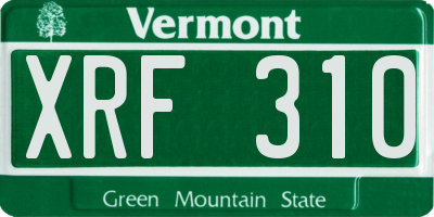 VT license plate XRF310