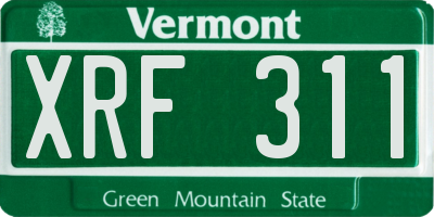 VT license plate XRF311