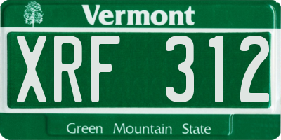 VT license plate XRF312