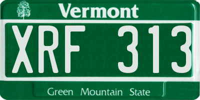 VT license plate XRF313