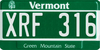 VT license plate XRF316