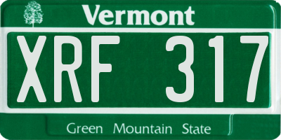 VT license plate XRF317