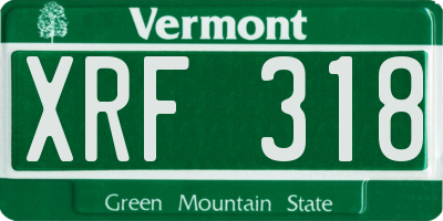 VT license plate XRF318
