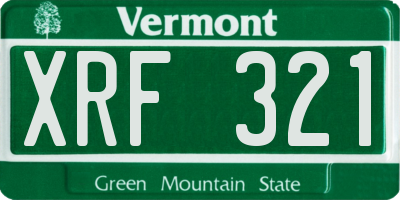 VT license plate XRF321