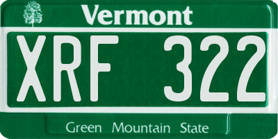 VT license plate XRF322