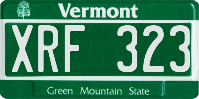 VT license plate XRF323