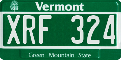 VT license plate XRF324