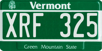 VT license plate XRF325