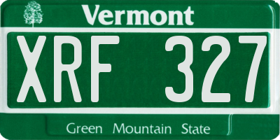 VT license plate XRF327