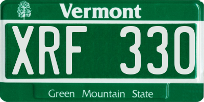 VT license plate XRF330