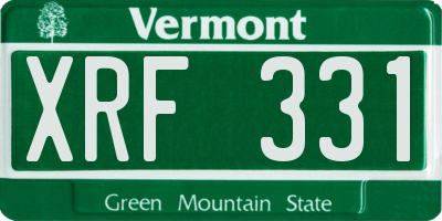 VT license plate XRF331