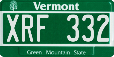 VT license plate XRF332