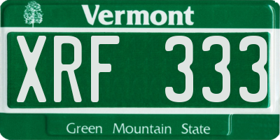 VT license plate XRF333