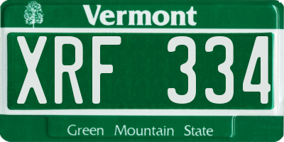 VT license plate XRF334