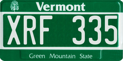 VT license plate XRF335